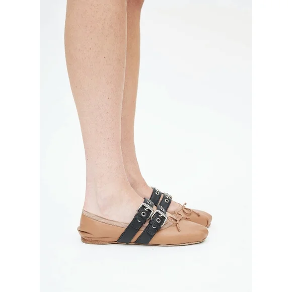 Miu Miu Balletcore Tie Up Belted Leather Ballerina Flats - Picture 9 of 15
